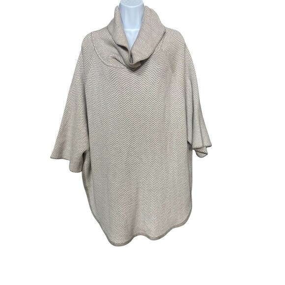 LOFT OUTLET Sweater M/L Light Gray Herringbone Knit Cowl Neck Draped $64 M - Picture 1 of 16